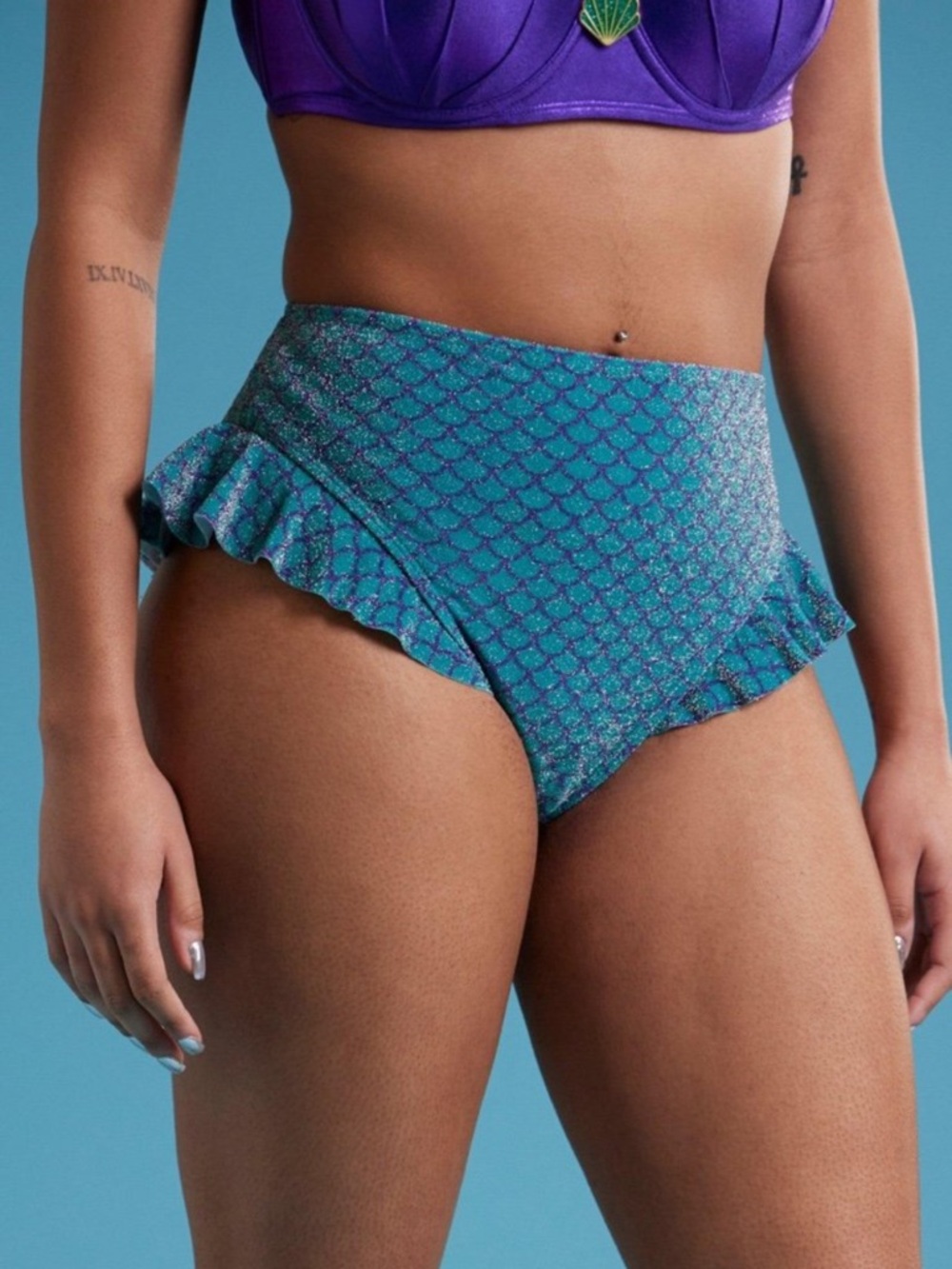 Disney the little mermaid Ariel glitter scales ruffle swim bottoms size‎ 3X new
